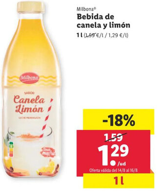Lidl Milbona® Bebida de canela y limón oferta
