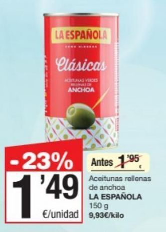 SPAR Fragadis Aceitunas rellenas de anchoa la española oferta