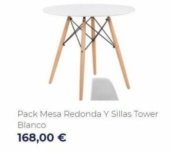 Muebles Sayez Aa pack mesa redonda y sillas tower blanco 168,00 € oferta
