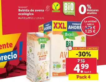 Lidl Bebida de avena ecológica oferta