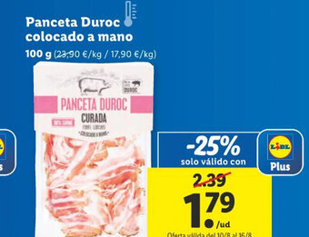 Lidl Panceta Duroc colocado a mano oferta