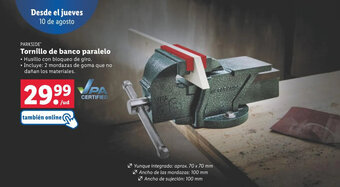 Lidl Tornillo de banco paralelo oferta