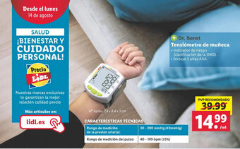 Lidl Tensiómetro de muñeca oferta