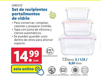 Lidl ERNESTO Set de recipientes portalimentos de vidrio oferta