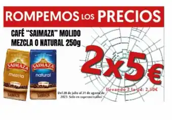 Hiper Usera CAFÉ "SAIMAZA" MOLIDO MEZCLA O NATURAL 250g oferta