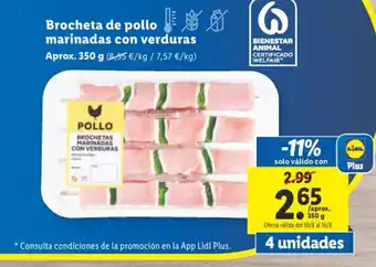 Lidl Brocheta de pollo marinadas con verduras oferta