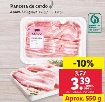 Lidl Panceta de cerdo oferta