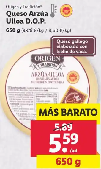 Lidl Origen y Tradición® Queso Arzúa Ulloa D.O.P. oferta