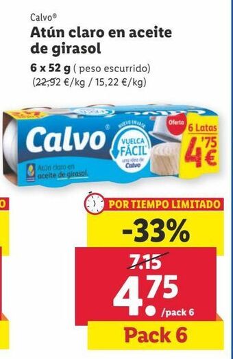 Lidl Atún en aceite de girasol calvo oferta