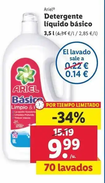 Lidl Detergente líquido ariel oferta