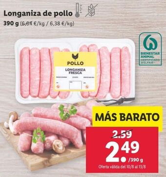 Lidl Longaniza de pollo oferta