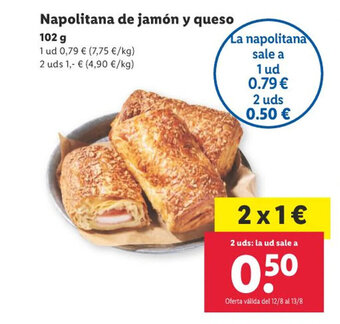 Lidl Napolitana de jamón y queso oferta