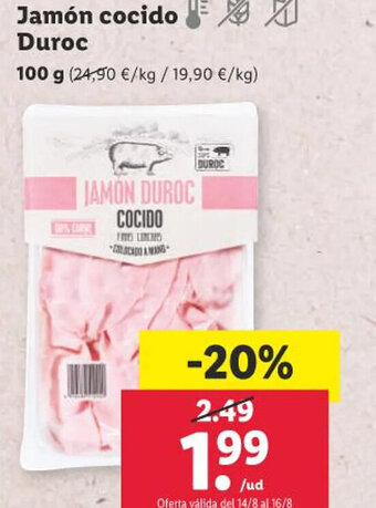 Lidl Jamón cocido Duroc oferta