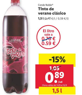 Lidl Conde Noble Tinto de verano clásico oferta