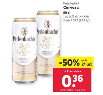 Lidl Perlenbacher Cerveza 50 cl oferta