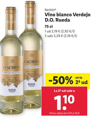 Lidl Hachón® Vino blanco Verdejo D.O. Rueda oferta