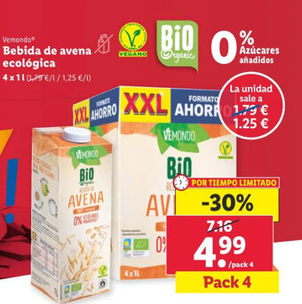 Lidl Vemondo® Bebida de avena ecológica oferta