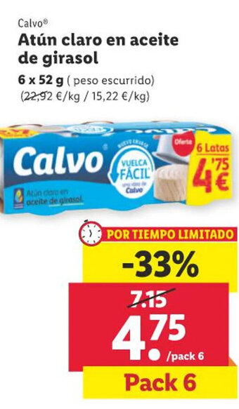 Lidl Calvo Atún claro en aceite de girasol oferta