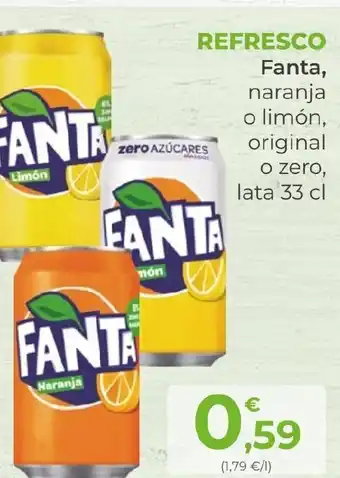 SPAR REFRESCO Fanta, naranja o limón, original o zero, lata 33 cl oferta