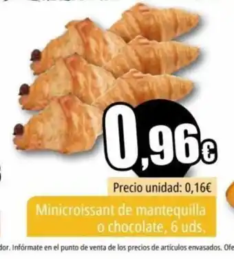 Minicroissant de mantequilla o chocolate, 6 uds.