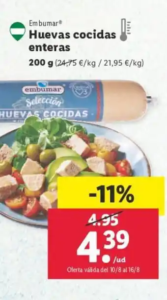 Lidl Embumar Huevas cocidas enteras 200 g oferta