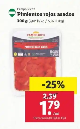 Lidl Campo Rico® Pimientos rojos asados 300 g oferta