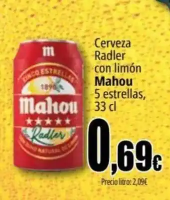 Unide Supermercados Cerveza Radler con limón Mahou 5 estrellas, oferta