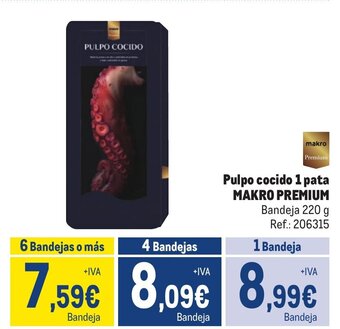 Makro Pulpo cocido 1 pata MAKRO PREMIUM oferta