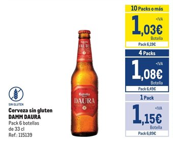 Makro Cerveza sin gluten DAMM DAURA oferta