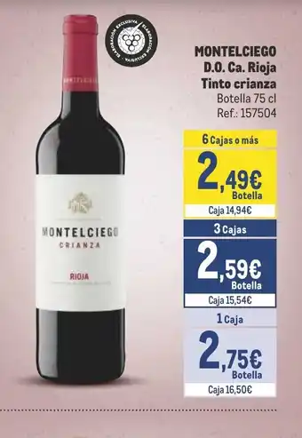 Makro MONTELCIEGO D.O. Ca. Rioja Tinto crianza Botella 75 cl Ref.: 157504 oferta
