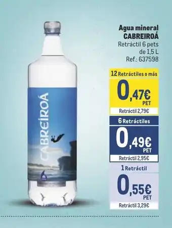 Makro Agua mineral CABREIROÁ Retráctil 6 pets de 1,5 L Ref.: 637598 oferta