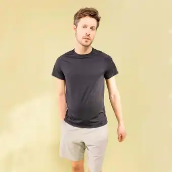 Decathlon Camiseta fitness manga corta transpirable cuello redondo hombre domyos negro oferta