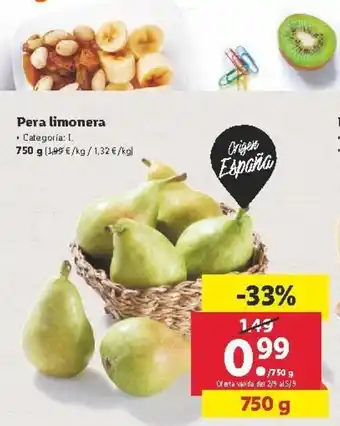Lidl Pera limonera 750g oferta