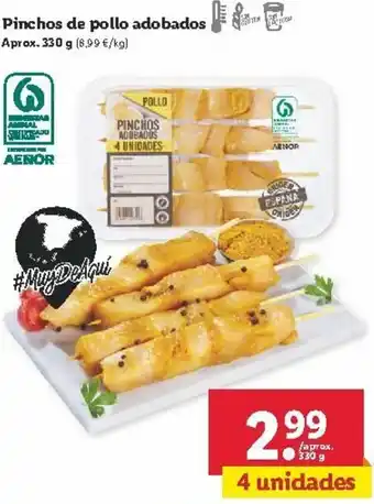 Lidl Pinchos de pollo adobados 330g oferta