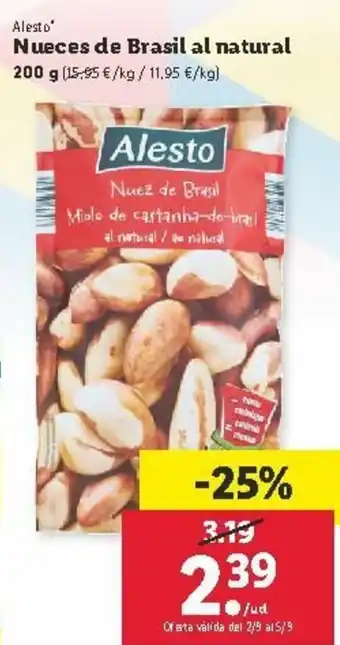 Lidl Alesto Nueces de Brasil al natural 200g oferta