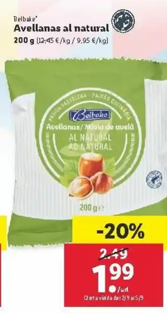 Lidl Avellanas al natural 200g oferta