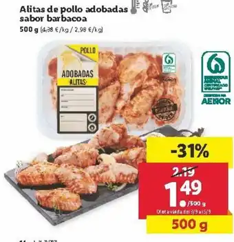 Lidl Alitas de pollo adobadas sabor barbacoa 500g oferta