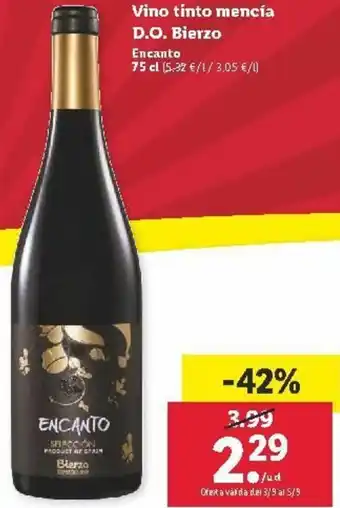 Lidl Vino tinto mencía D.O. Bíerzo 75 cl oferta