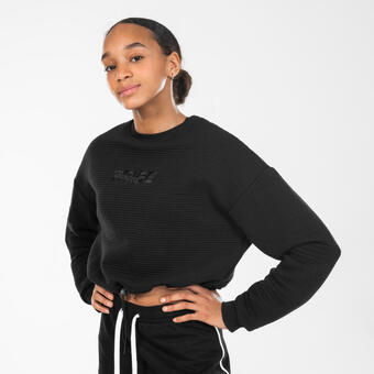 Decathlon Sudadera de danza urbana mujer crop top negro oferta