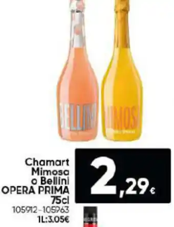 Family Cash Chamart Mimosa o Bellini OPERA PRIMA 75cl oferta