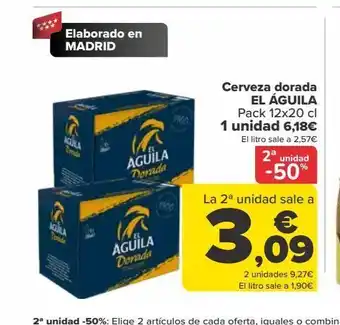 Carrefour Cerveza dorada el águila oferta