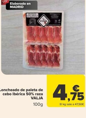 Carrefour Loncheado de paleta de cebo ibérica 50% raza valja oferta