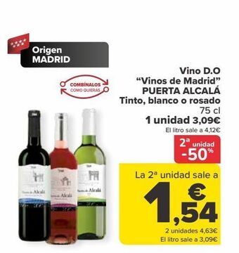 Carrefour Vino d.o. vinos de madrid puerta alcalá tinto, blanco o rosado oferta