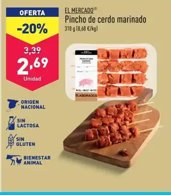 ALDI Pinchos de cerdo el mercado oferta
