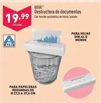 ALDI Destructora de papel quigg oferta