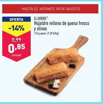 ALDI Hojaldre relleno de queso fresco y olivas el horno oferta