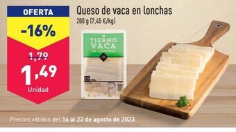 ALDI Queso de vaca en lonchas oferta