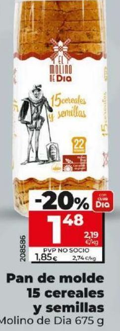 Dia Pan de molde 15 cereales y semillas oferta
