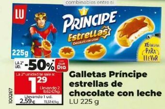 Dia Galletas principe estrellas de chocolate con leche oferta