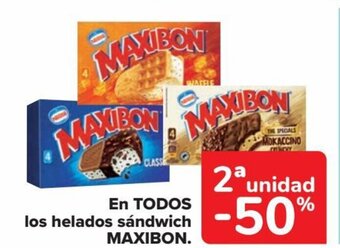 Carrefour EN TODOS los helados sándwich MAXIBON. oferta
